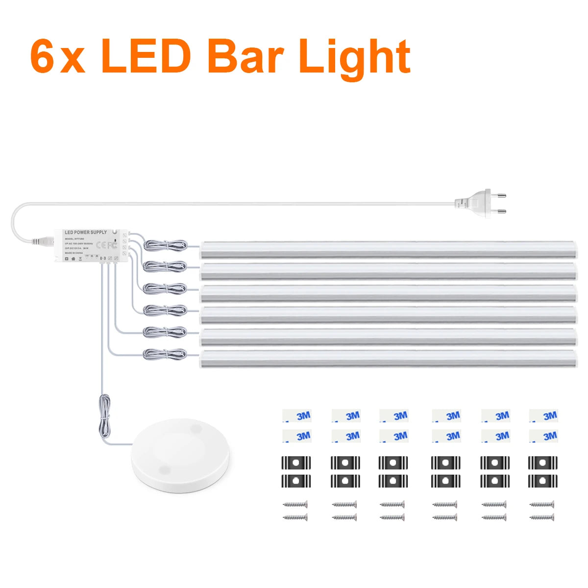 1-6Pcs Kitchen LED Under Cabinet Light Penetrable Wood Hand Scan Motion Sensor Touch Switch Dimmable Bathroom Bar Night Lamp