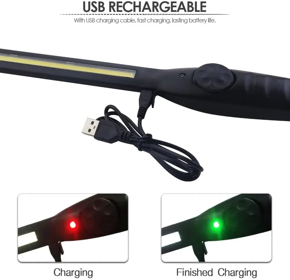 1-10pcs COB LED Flashlight Magnetic Work Light USB Rechargeable Torch Portable Lantern Inspection Light Camping Car Repair Lamp