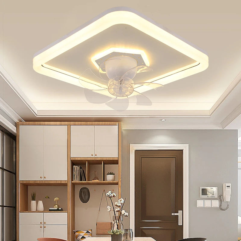 120W LED Ceiling Light Ceiling Fan  Modern Simple Home Bedroom Remote Control Dimmable Fan Light