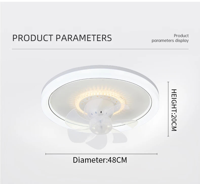 120W LED Ceiling Light Ceiling Fan  Modern Simple Home Bedroom Remote Control Dimmable Fan Light