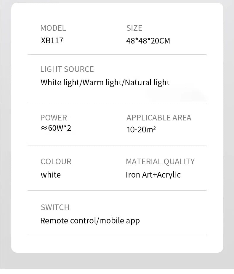 120W LED Ceiling Light Ceiling Fan  Modern Simple Home Bedroom Remote Control Dimmable Fan Light
