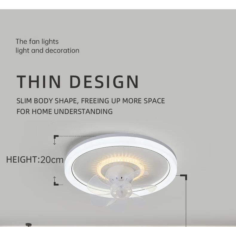 120W LED Ceiling Light Ceiling Fan  Modern Simple Home Bedroom Remote Control Dimmable Fan Light