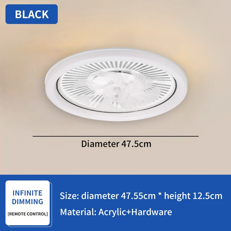 120W LED Ceiling Light Ceiling Fan  Modern Simple Home Bedroom Remote Control Dimmable Fan Light