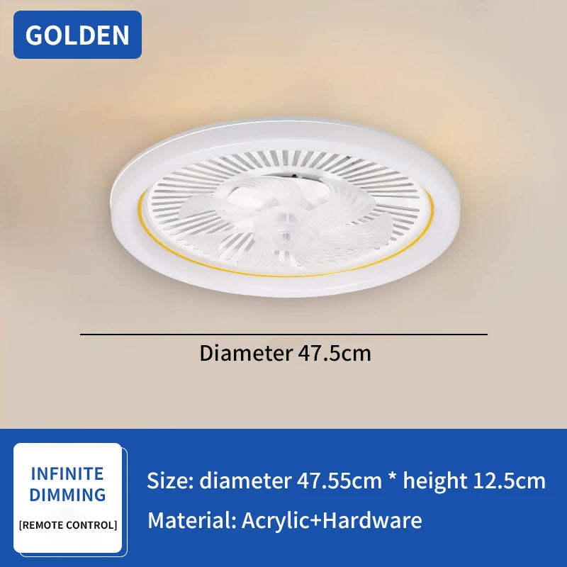 120W LED Ceiling Light Ceiling Fan  Modern Simple Home Bedroom Remote Control Dimmable Fan Light