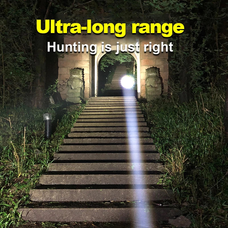 100000LM LED Handheld Flashlight Ultra-Bright Torch 2000mAh Rechargeable Battery Powerful Flash Light Zoomable Tactical Lantern