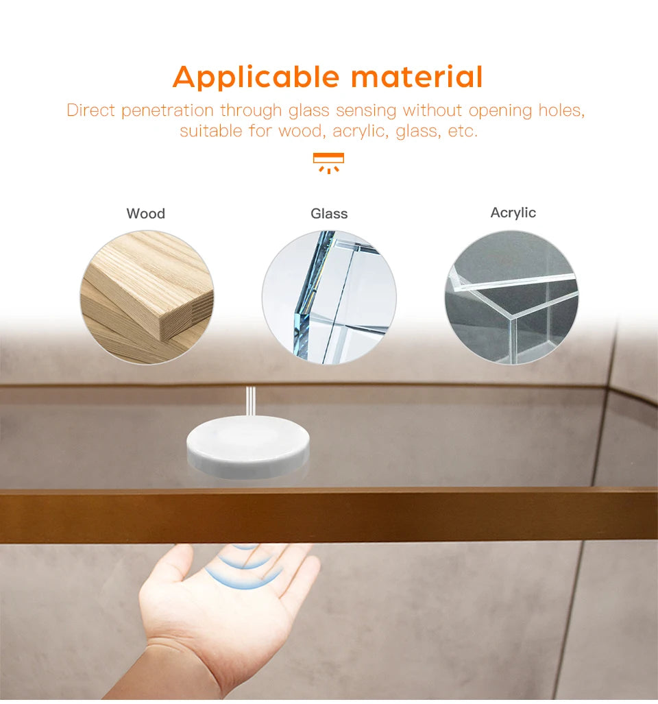 1-6Pcs Kitchen LED Under Cabinet Light Penetrable Wood Hand Scan Motion Sensor Touch Switch Dimmable Bathroom Bar Night Lamp