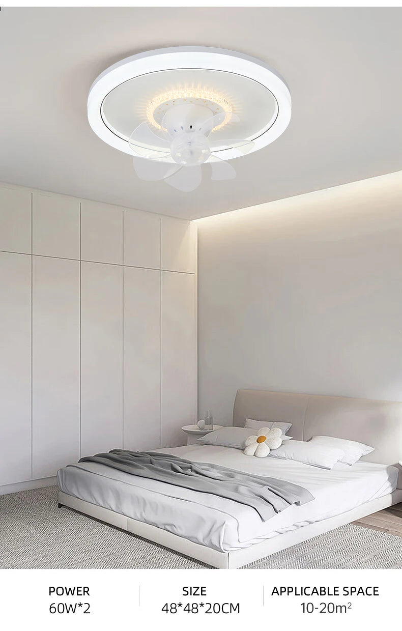 120W LED Ceiling Light Ceiling Fan  Modern Simple Home Bedroom Remote Control Dimmable Fan Light