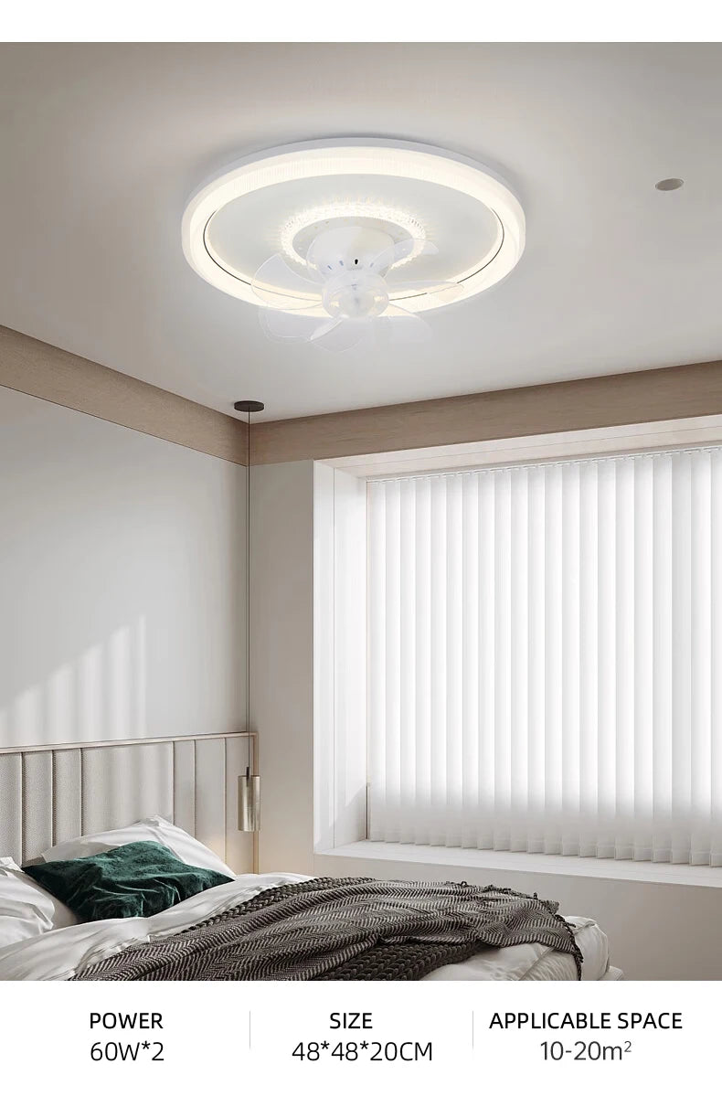 120W LED Ceiling Light Ceiling Fan  Modern Simple Home Bedroom Remote Control Dimmable Fan Light