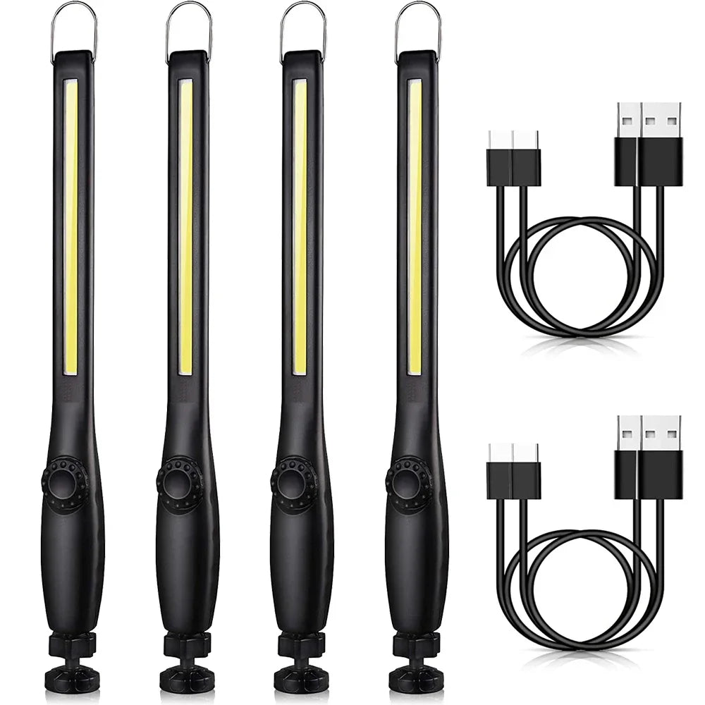 1-10pcs COB LED Flashlight Magnetic Work Light USB Rechargeable Torch Portable Lantern Inspection Light Camping Car Repair Lamp