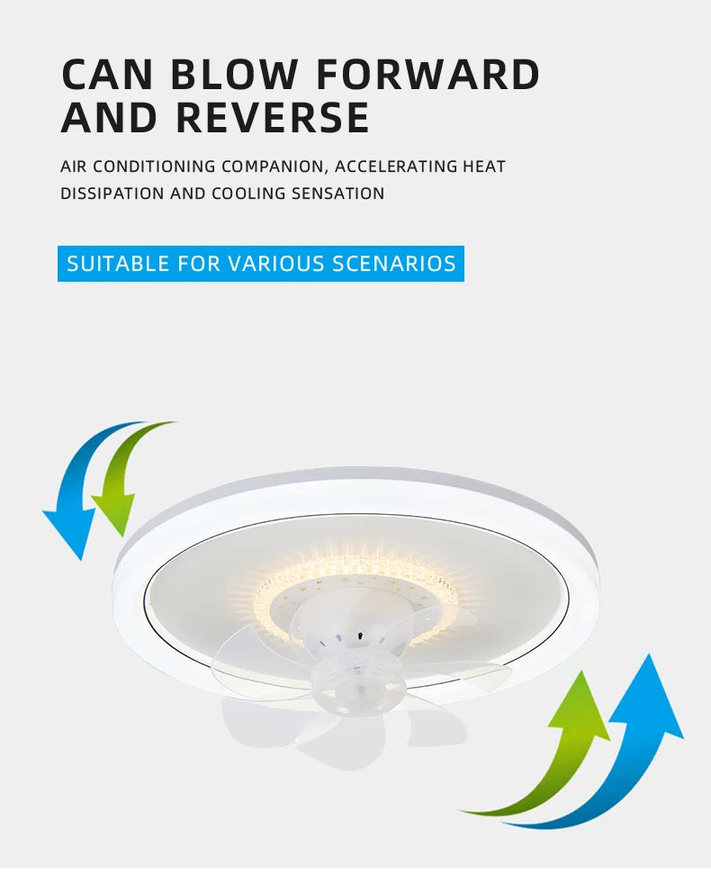 120W LED Ceiling Light Ceiling Fan  Modern Simple Home Bedroom Remote Control Dimmable Fan Light