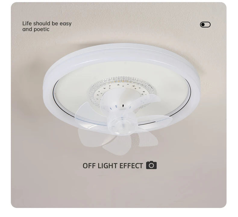 120W LED Ceiling Light Ceiling Fan  Modern Simple Home Bedroom Remote Control Dimmable Fan Light